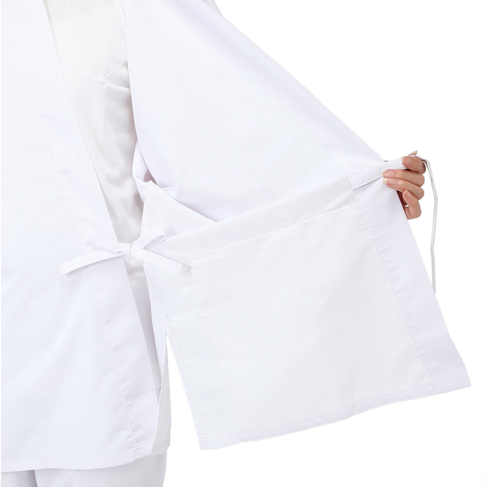 Shikoku Pilgrimage white vest with sleeves and printed phrases on the back